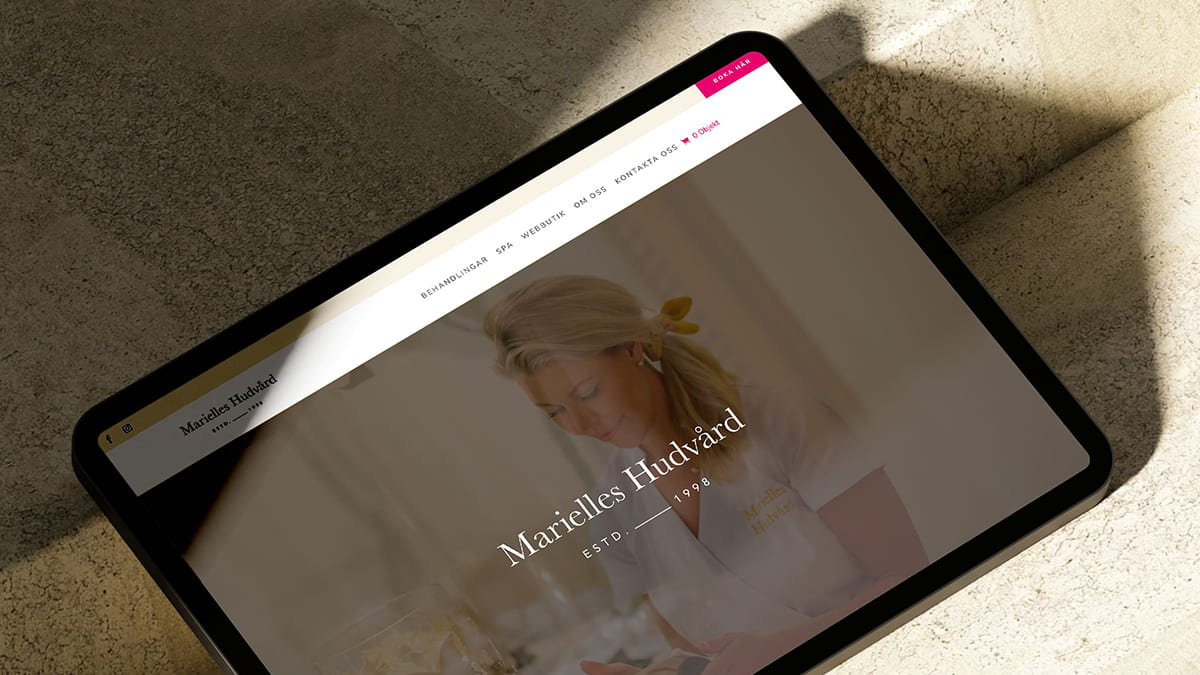 Webbdesign för Marielles Hudvård